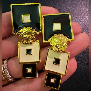 Versace Gold and Black Geometric Earrings
